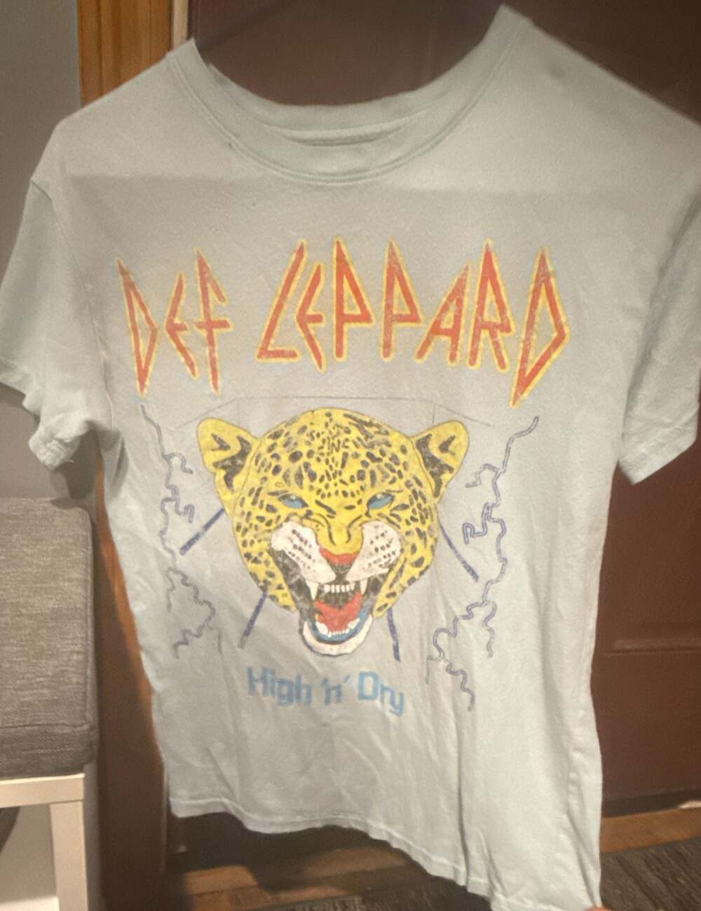 Def Leppard High 'n' Dry Light Blue Graphic Band T-Shirt Size XS